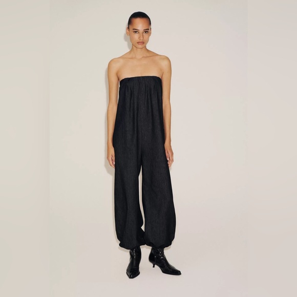 Zara Pants - ZARA STRAPLESS DENIM BALLOON JUMPSUIT TRF
